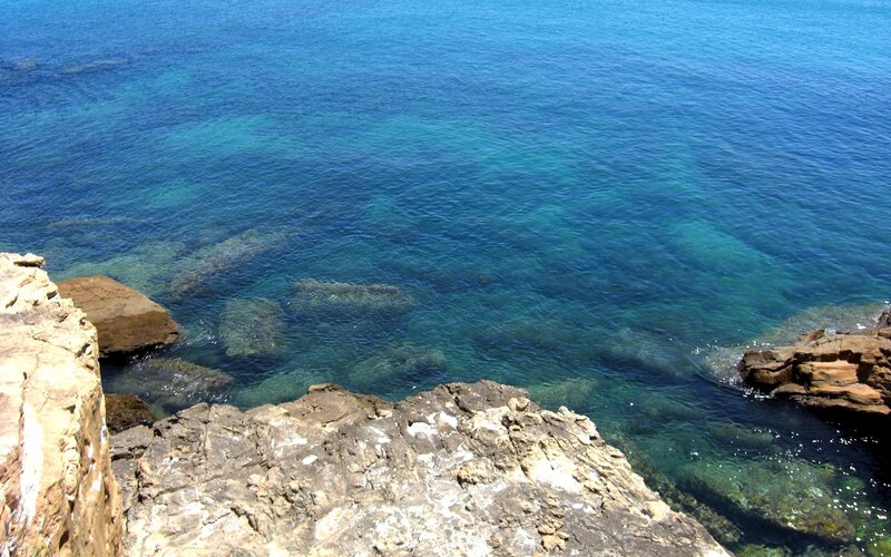 Clear Ocean Water — Blue, Serene, Afternoon, Photograph, Rocks