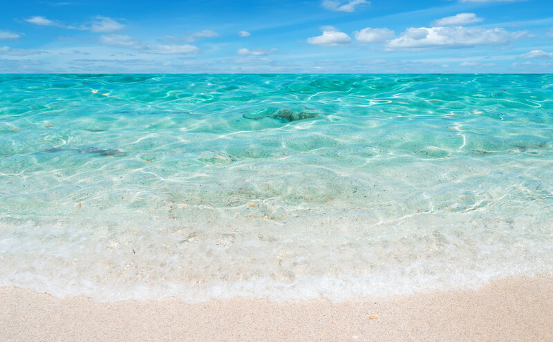 Clear Ocean Water — Blue, Serene, Afternoon, Photograph, Sand, Sky