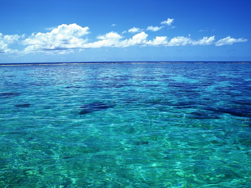 Clear Ocean Water — Blue, Serene, Afternoon, Photograph, Sky, Clouds, Horizon