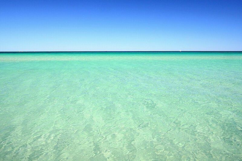 Clear Ocean Water — Blue, Serene, Afternoon, Photograph, Sky, Horizon, Sailboat