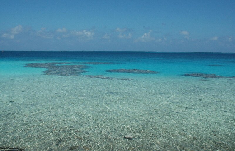 Clear ocean waters with coral reefs