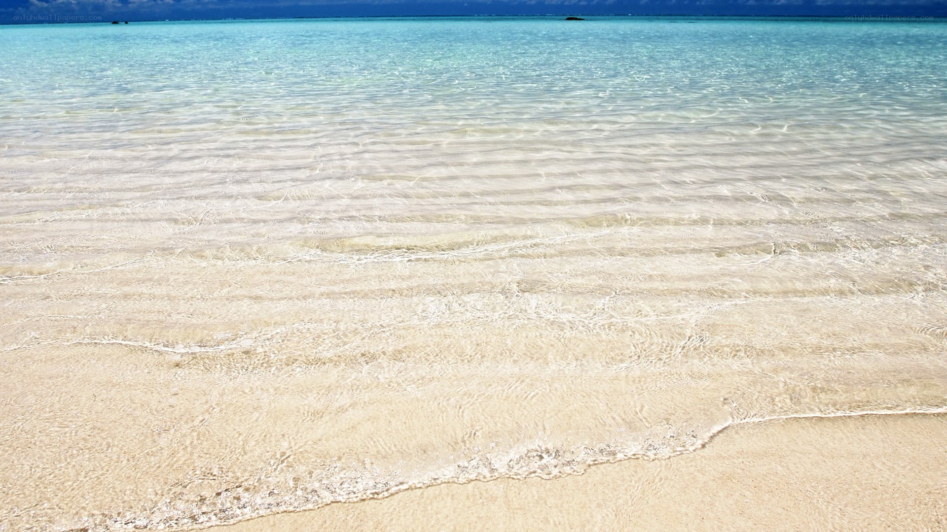 Clear ocean waves on sandy beach