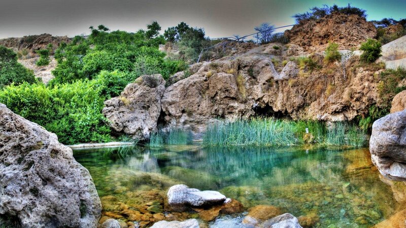 Clear pool in rocky landscape