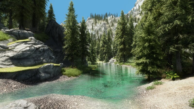 Clear River in Forest — Green, Serene, Afternoon, 3d Render