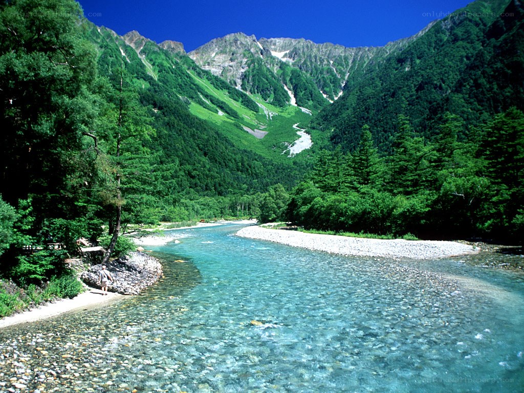 Clear river in mountain valley