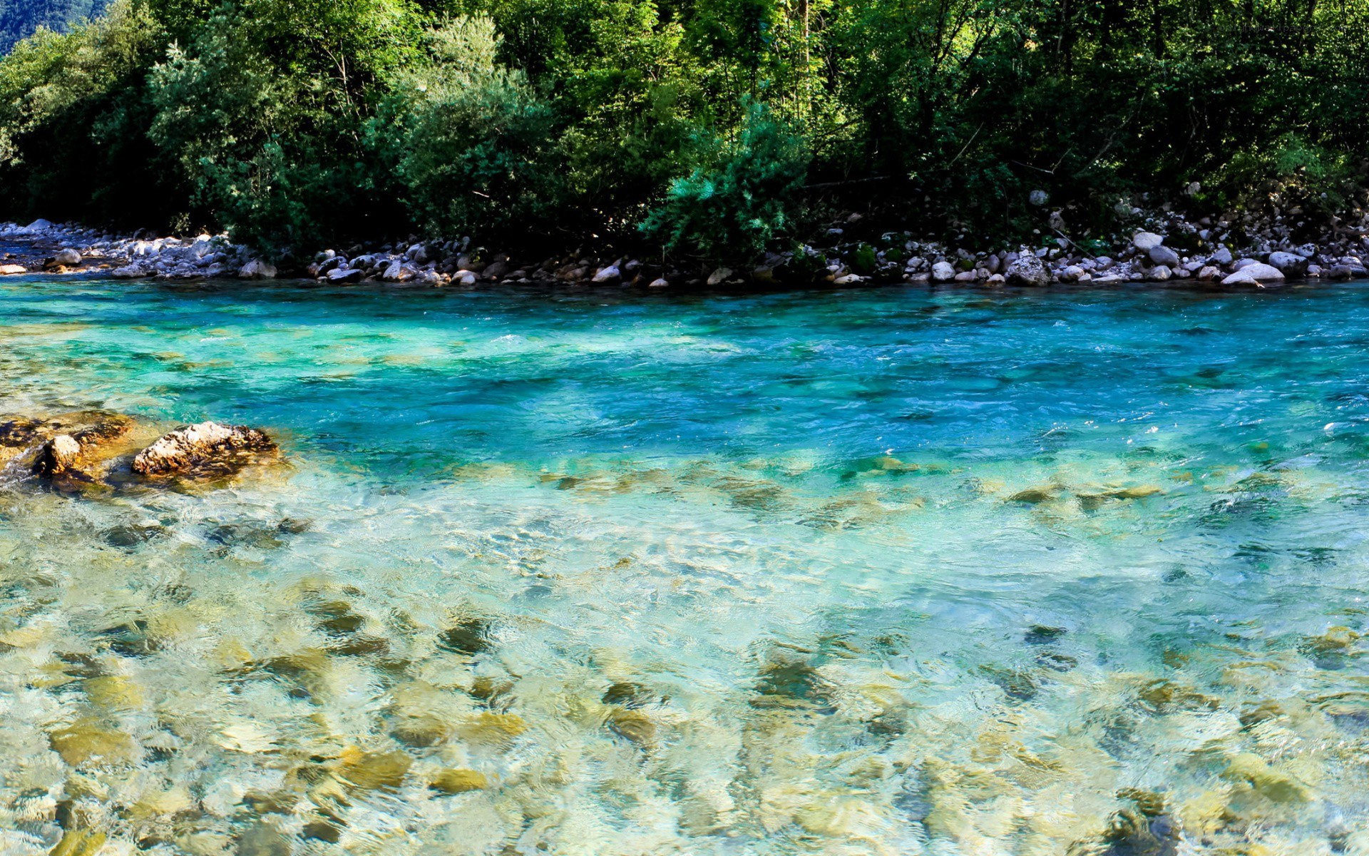 Clear river with turquoise water