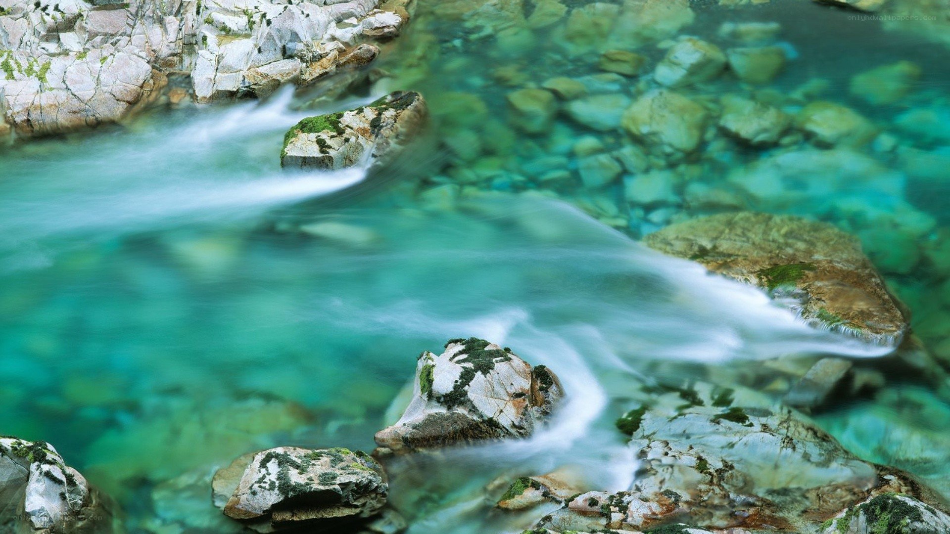 Clear stream flowing over rocks