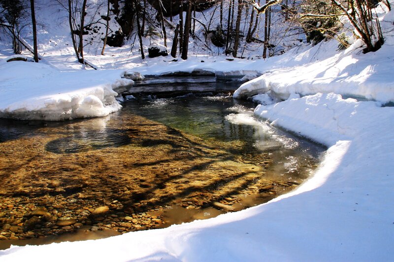 Clear Stream in Snow — White