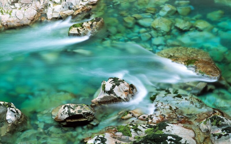 Clear Stream Water — Green, Serene, Photograph, Rocks