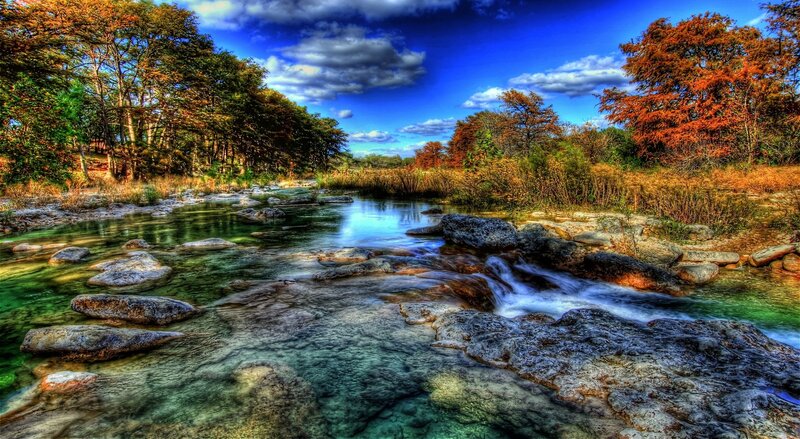 Clear Stream with Rocks — Blue, Dramatic