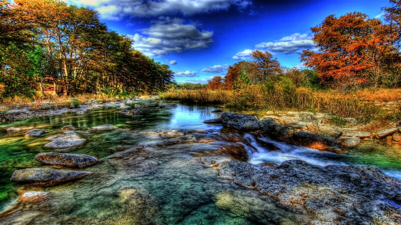 Clear Stream with Rocks — Blue