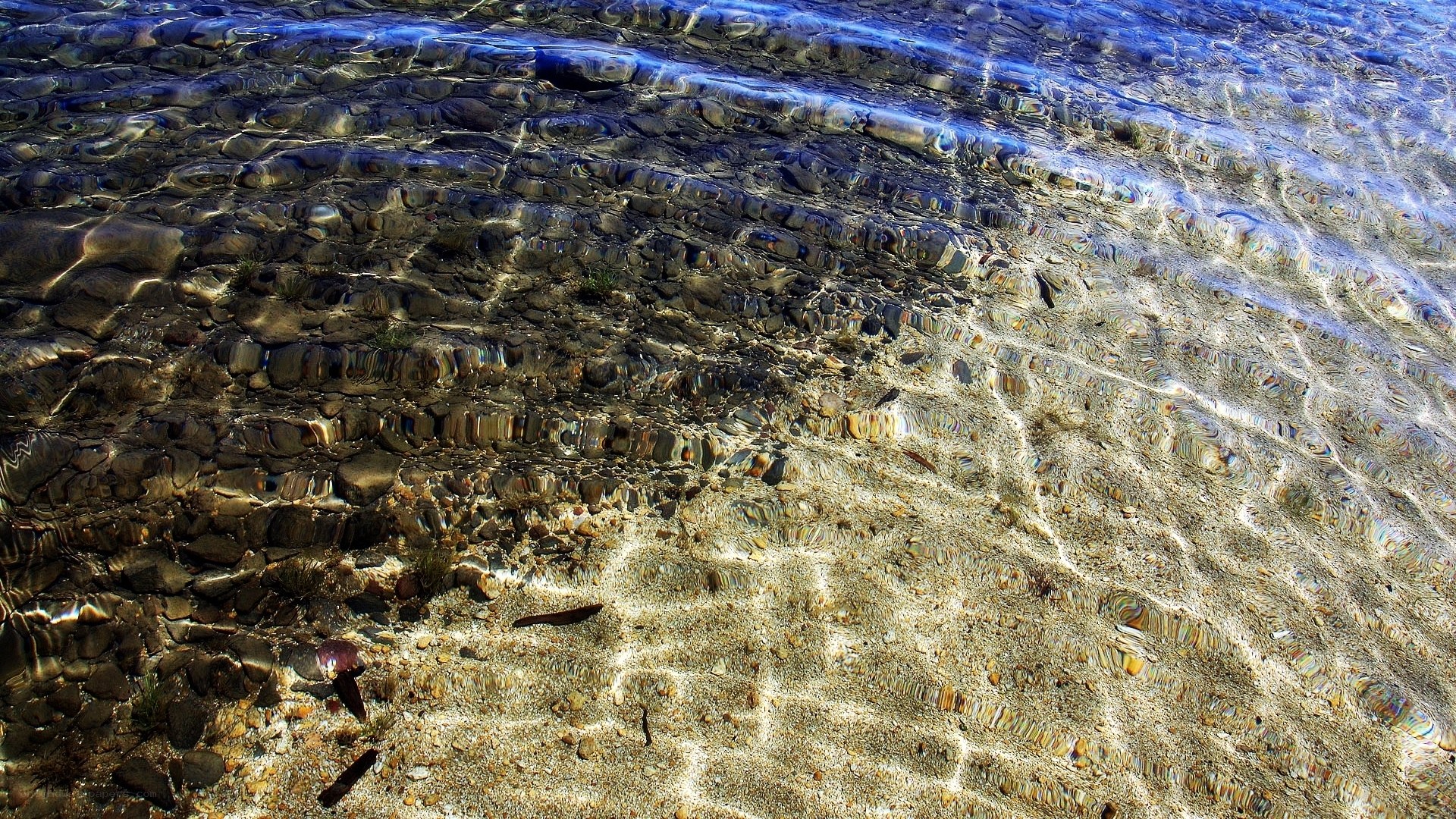 Clear water over pebbles