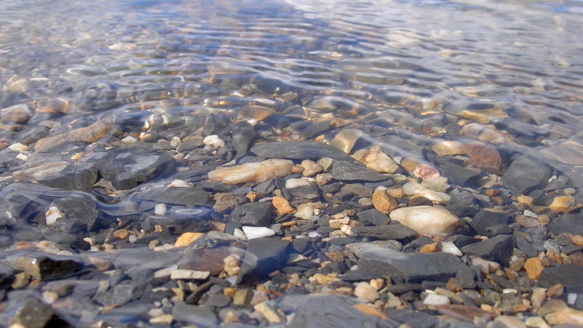 Clear water over pebbles