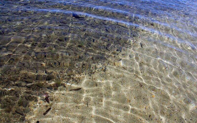 Clear water over pebbles