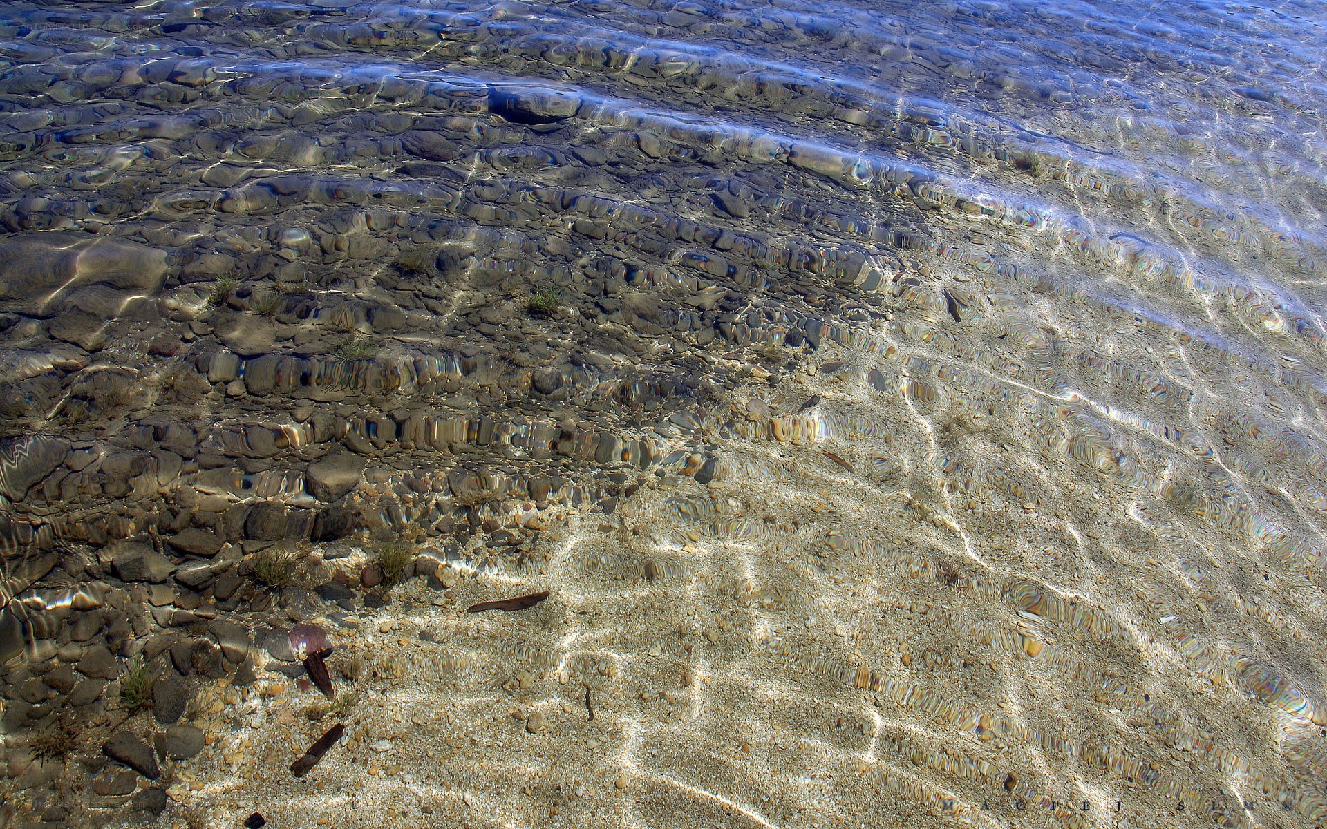 Clear water over pebbles