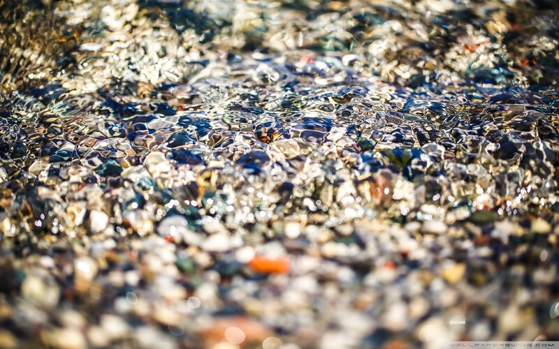 Clear Water over Pebbles — White