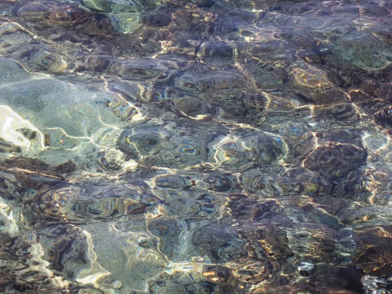 Clear Water over Rocks — Blue, Calm