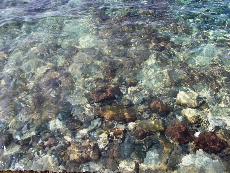 Clear Water over Rocks — Blue