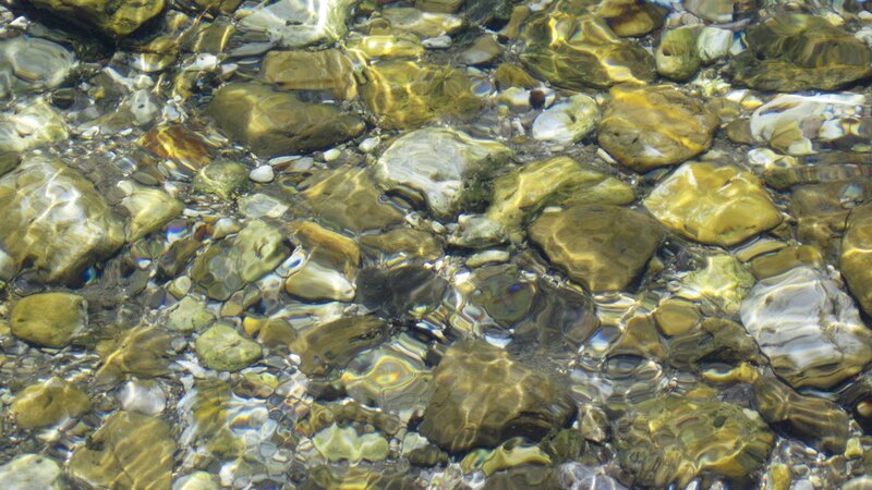 Clear Water over Rocks — Brown, Calm