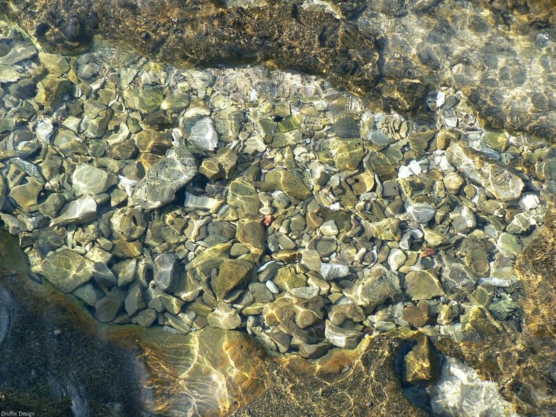 Clear Water over Rocks — Brown, Serene