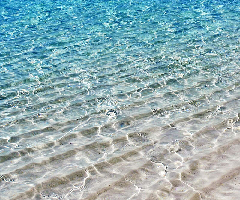 Clear Water over Sand — Blue, Calm, Afternoon, Photograph, Ripples, White