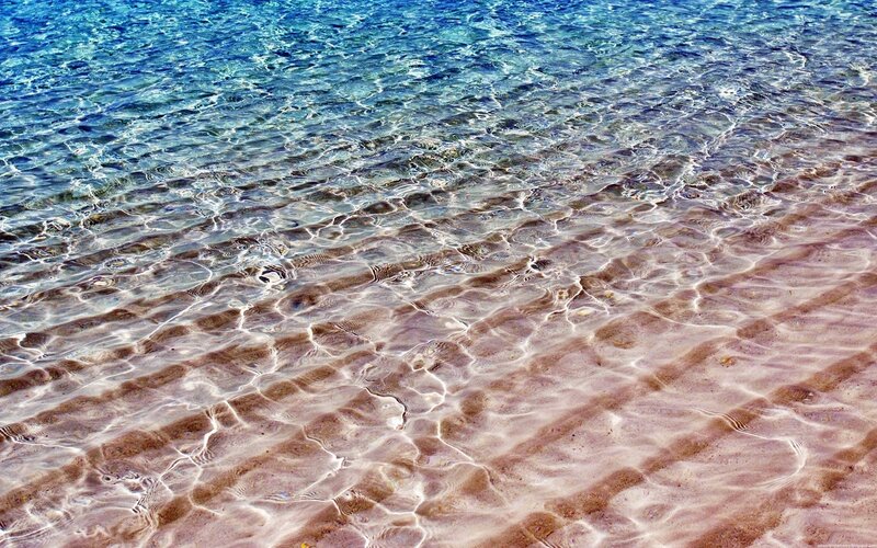 Clear Water over Sand — Blue, Calm, Afternoon, Photograph, Waves, Ripples