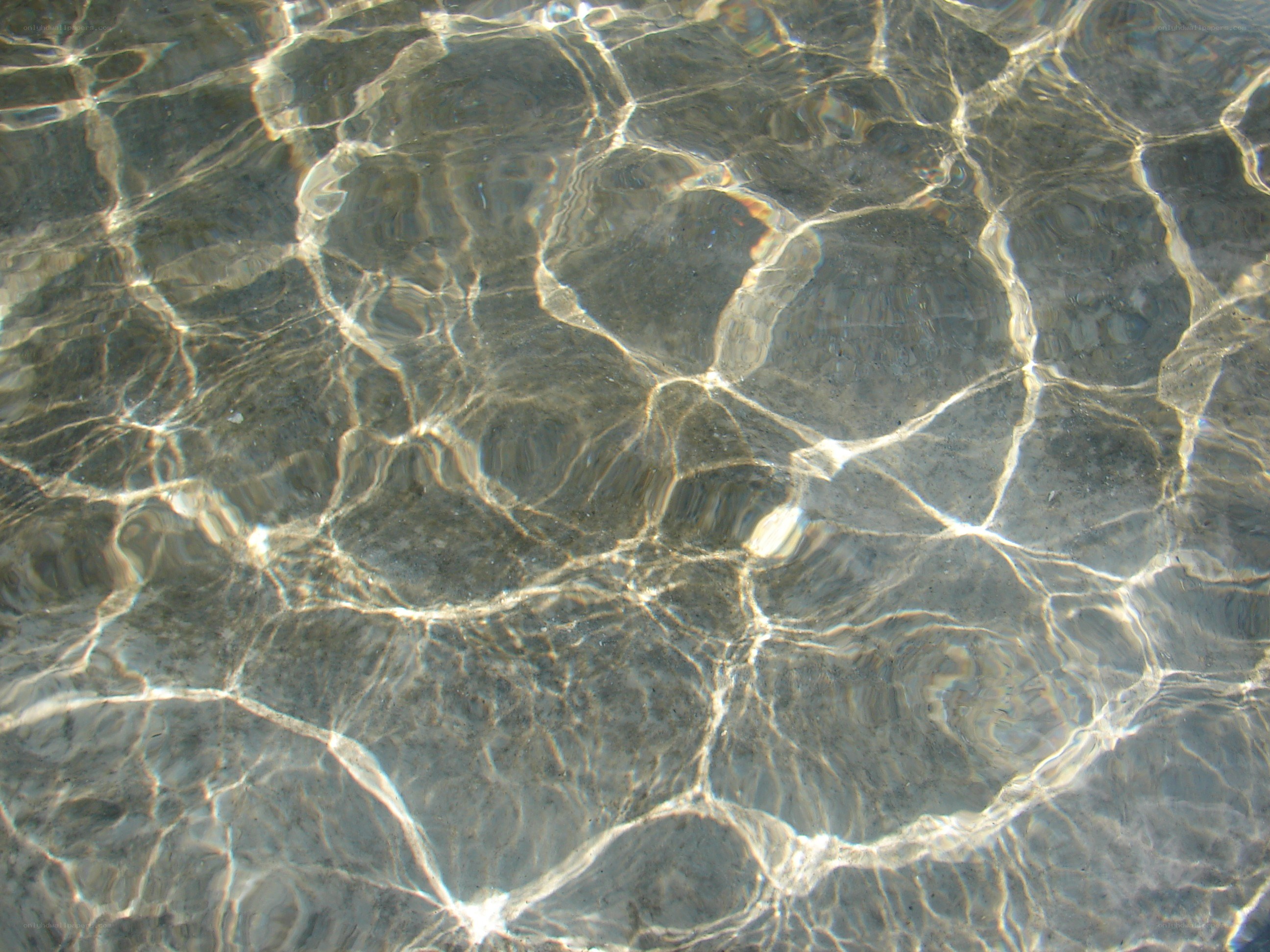 Clear water ripples on rocks