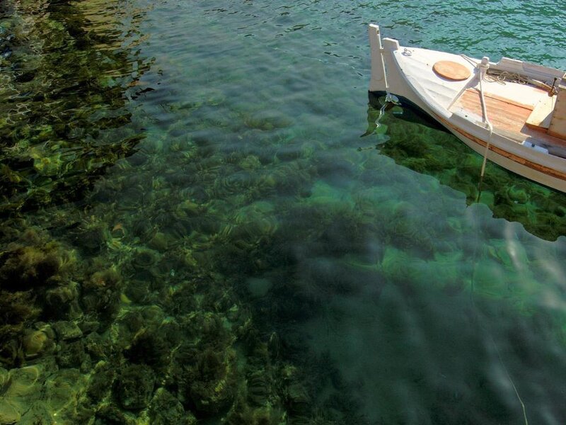 Clear water with boat