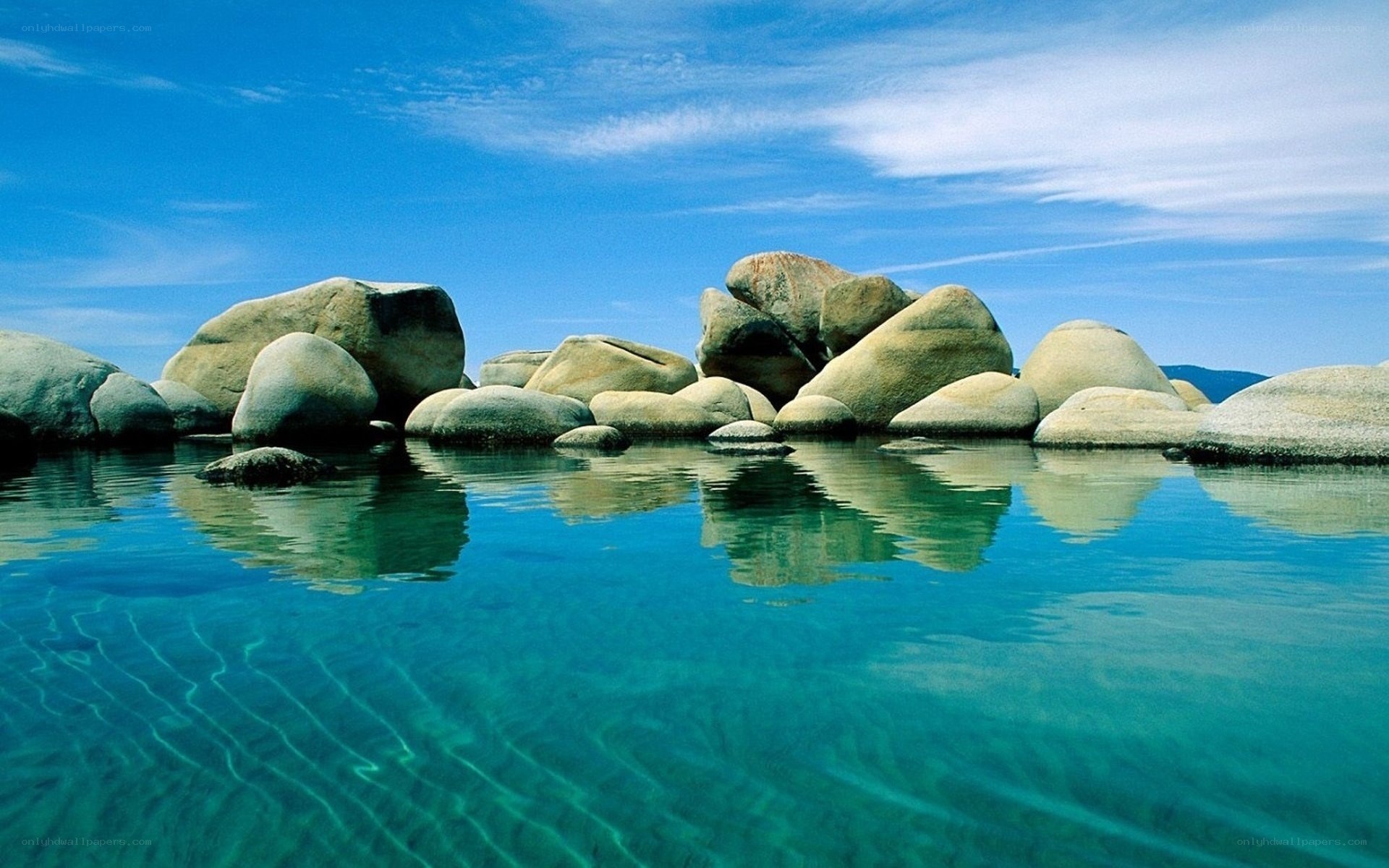 Clear water with rocks
