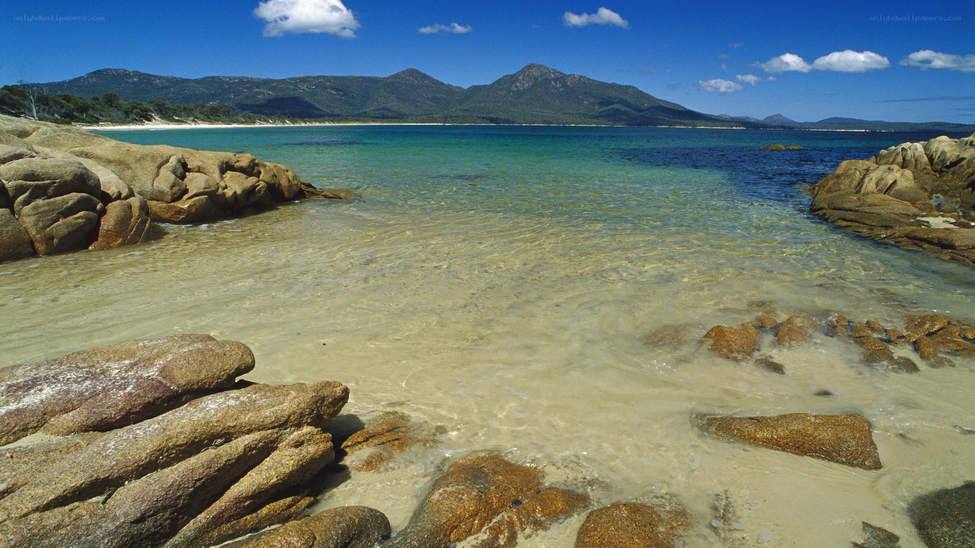 Clear waters at a rocky beach