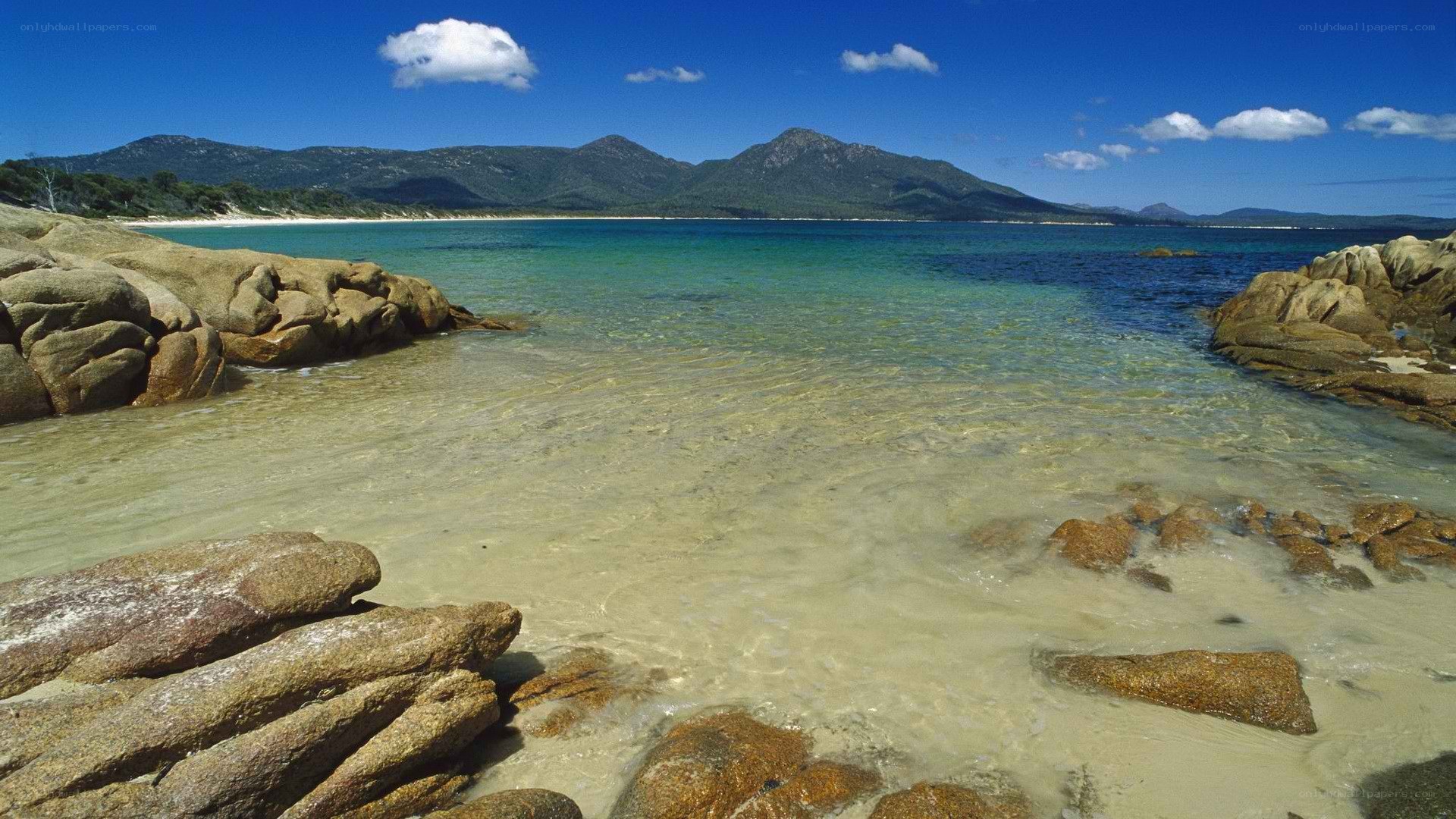 Clear waters at a rocky beach