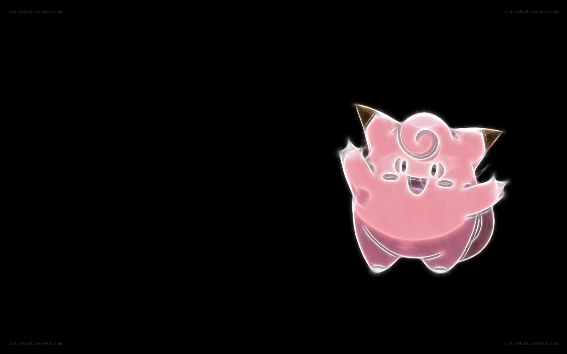 Clefable glowing on black