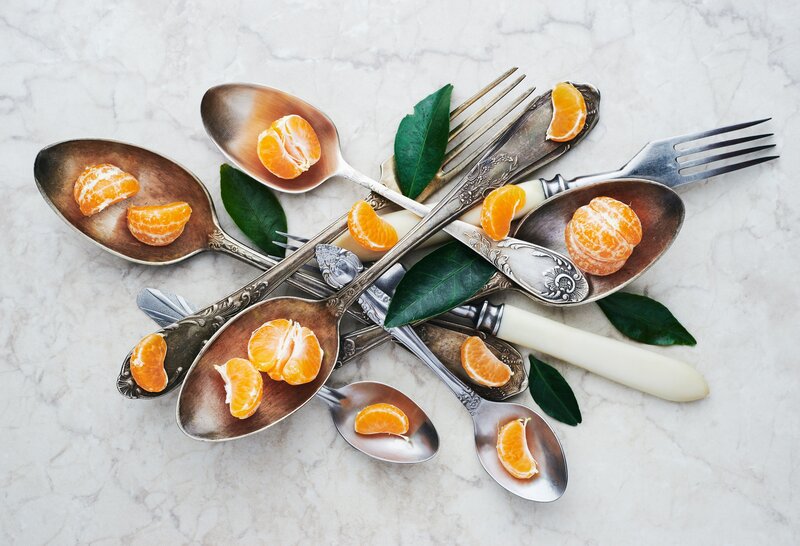 Clementine Slices on Cutlery