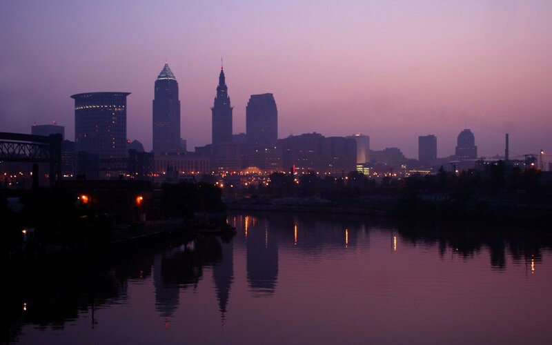 Cleveland skyline at dusk
