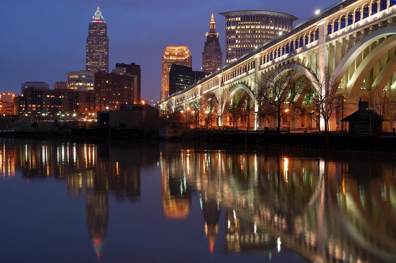 Cleveland skyline at dusk