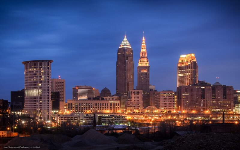 Cleveland Skyline at Dusk — Blue, Dramatic, Night