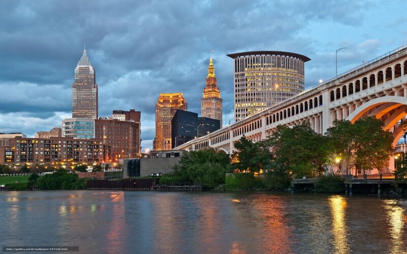 Cleveland Skyline at Dusk — Blue, Dramatic