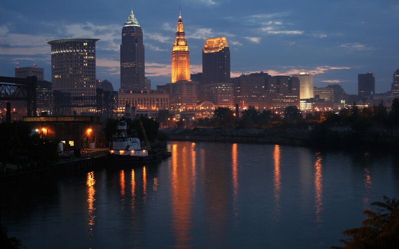 Cleveland Skyline at Dusk — Blue