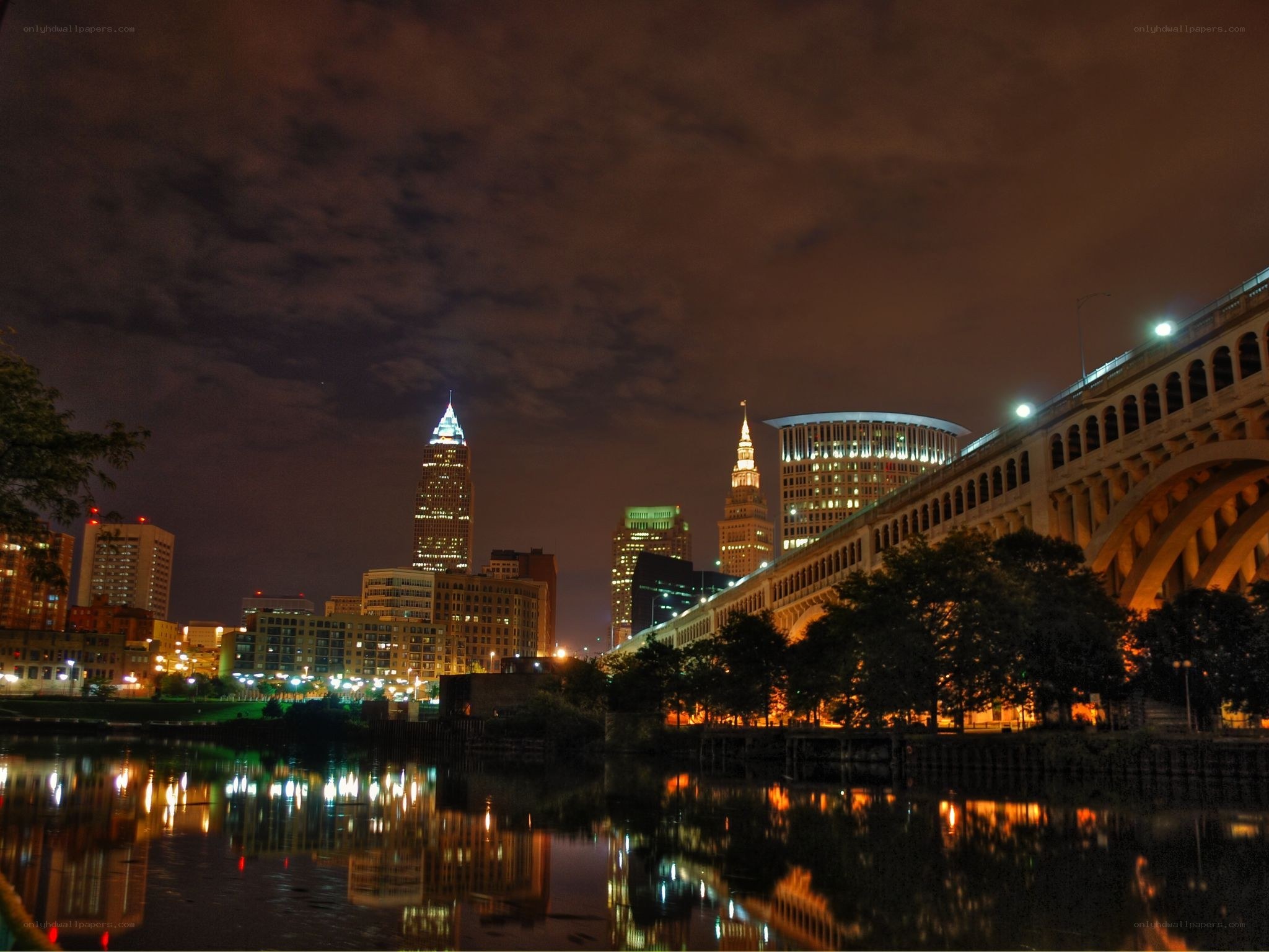 Cleveland skyline at night