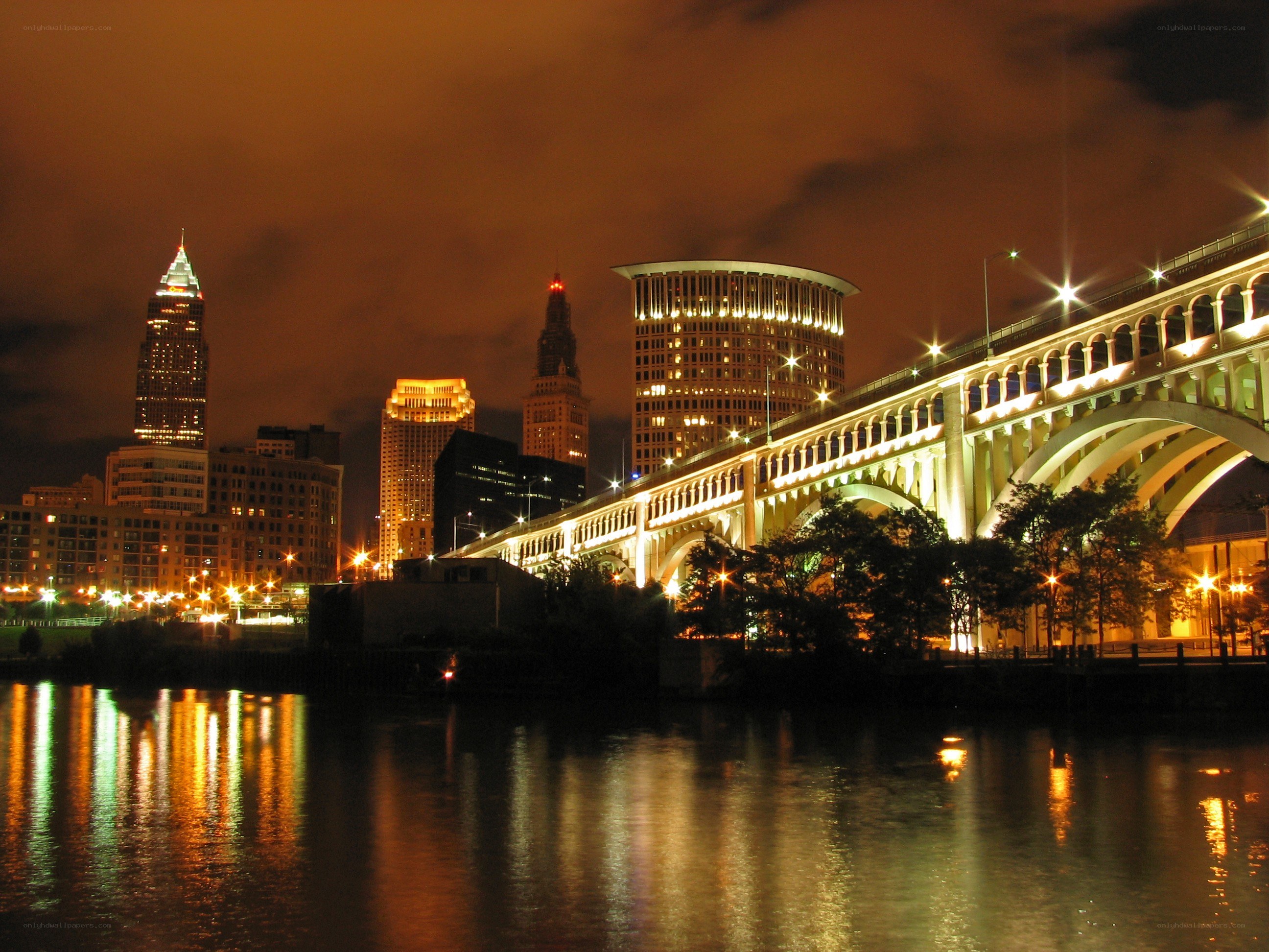 Cleveland skyline at night