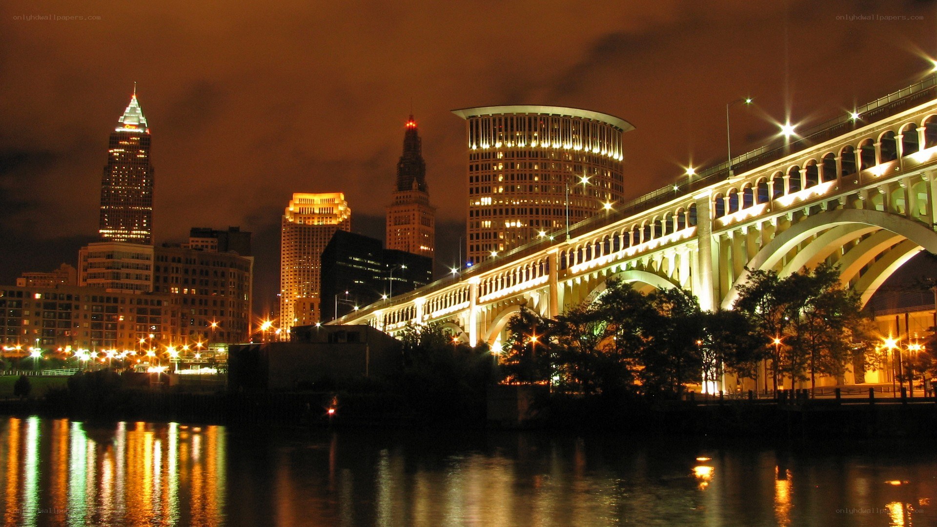 Cleveland skyline at night