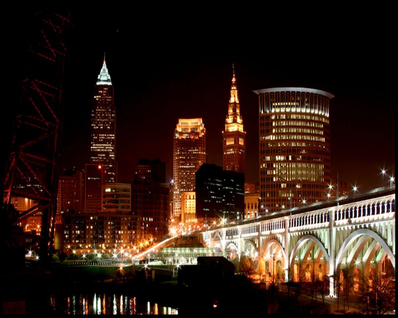 Cleveland Skyline at Night — Black