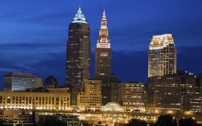Cleveland Skyline at Night — Blue