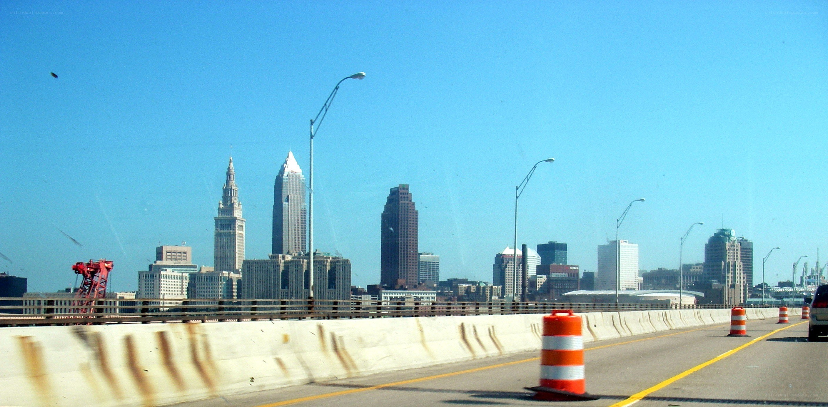 Cleveland skyline from a bridge
