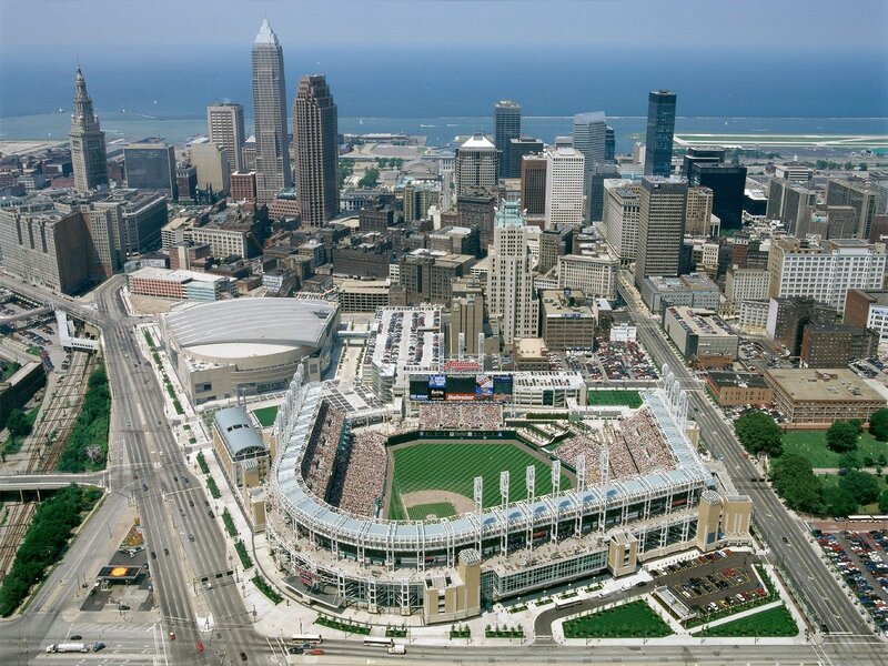 Cleveland skyline with stadium