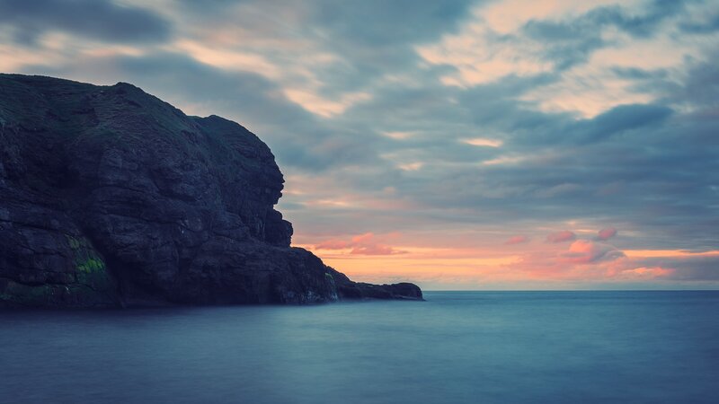 Cliff at Sunset — Blue