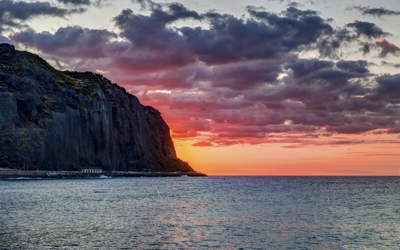 Cliff at Sunset — Orange, Dramatic