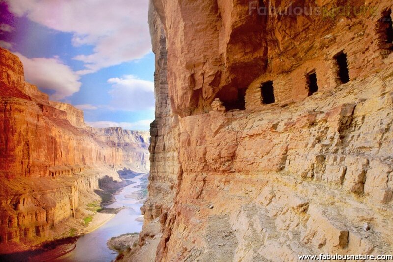 Cliff Dwellings in Canyon — Orange