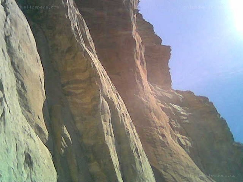 cliff face under bright sun