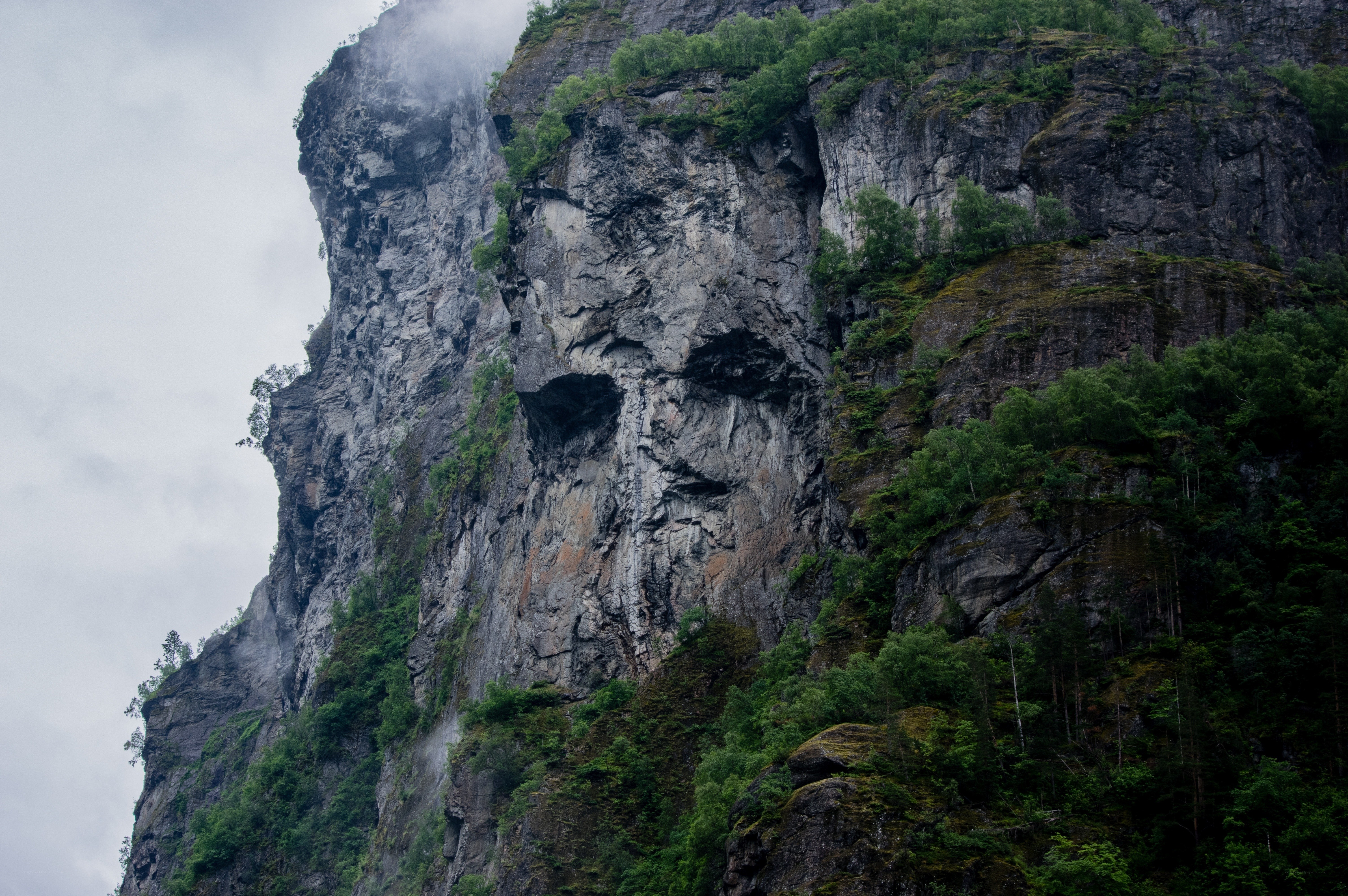 cliff face with natural features